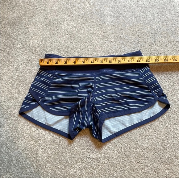 ivivva lululemon Shorts Girls Youth 8 Blue Stripe Pull On Lightweight Zip Run - Picture 9 of 13